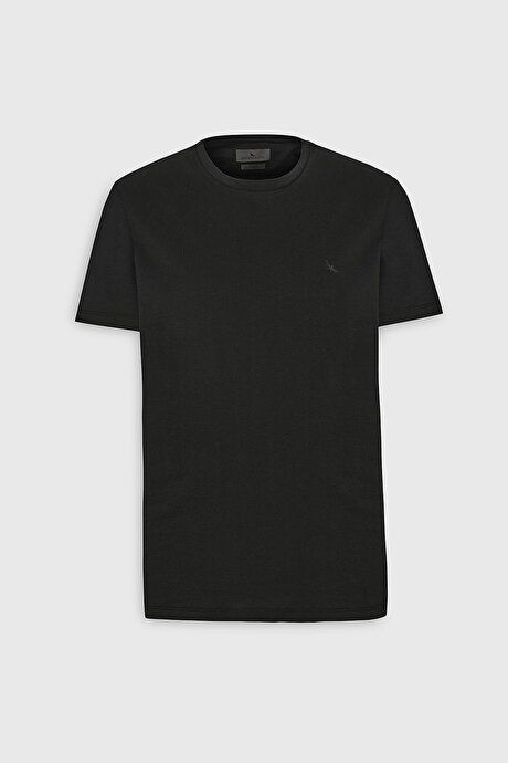 Slim Fit Slim Fit Crew Neck Cotton Black T-Shirt 4C4800000005SYH