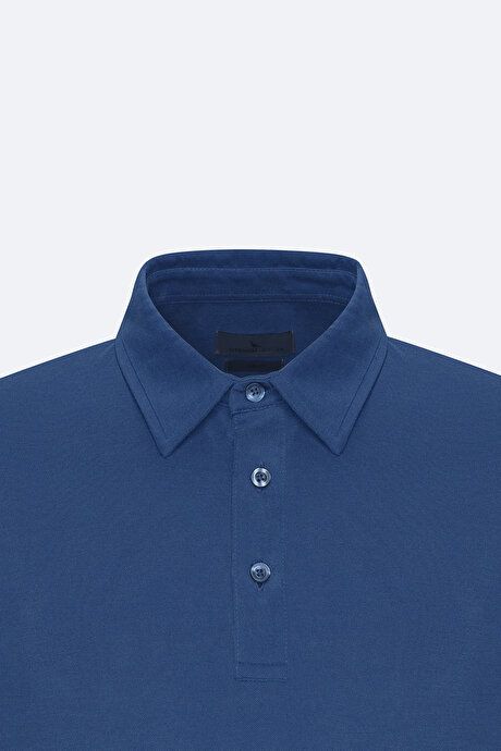 Slim Fit Slim Fit Polo Collar Indigo T-Shirt 4C4824200005IND