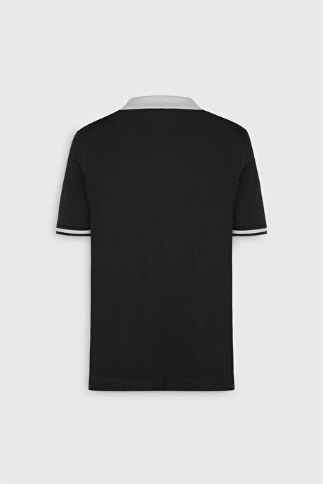 Standard Fit Regular Fit Polo Collar Black-Ecru Sweater T-Shirt 4C4924200005SEK