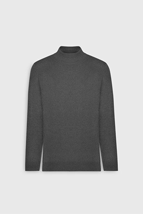 Cotton Standard Fit Regular Fit Half Turtleneck Sweater Anthracite-Melange Pullover ACE49252510017ANM