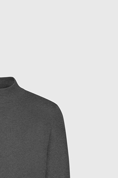 Cotton Standard Fit Regular Fit Half Turtleneck Sweater Anthracite-Melange Pullover ACE49252510017ANM