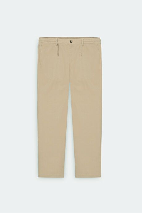 Comfort Fit Relaxed Fit Cotton Dobby Beige Trousers ET0124200025BEJ