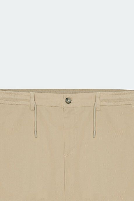 Comfort Fit Relaxed Fit Cotton Dobby Beige Trousers ET0124200025BEJ