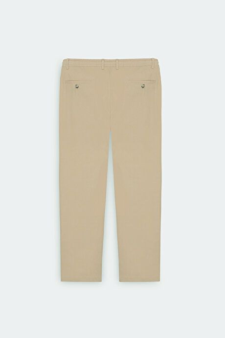 Comfort Fit Relaxed Fit Cotton Dobby Beige Trousers ET0124200025BEJ