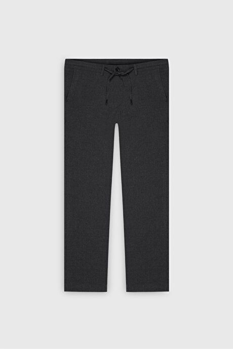 Slim Fit Slim Fit Waist Tie Side Pocket Seersucker Anthracite Trousers ET0124200027ATR