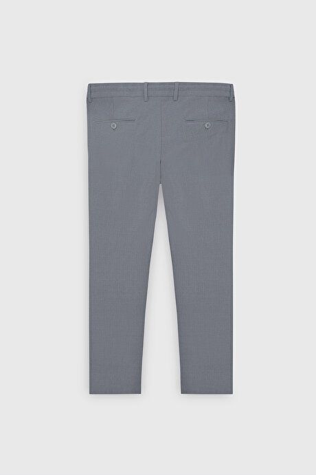 Slim Fit Slim Fit Waist Tie Side Pocket Seersucker Patterned Gray Trousers ET0124200027GRI