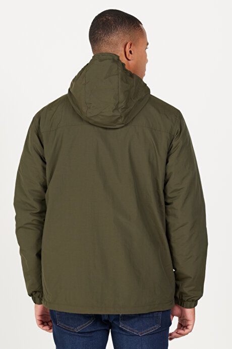 Standard Fit Regular Fit Hooded Collar Khaki Coat with Side Pockets ET0824100210HAK