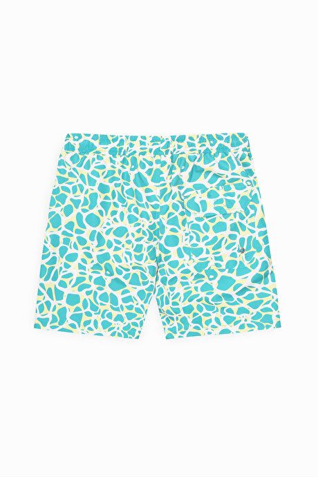 Standard Fit Regular Fit Fast Drying Patterned MINT YESIL Swimsuit Sea Shorts with Pockets ET4724200006MNY