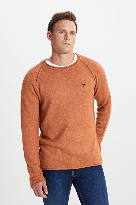 Standard Fit Regular Fit Crew-Neck Cinnamon Sweater ET4924100012TRC