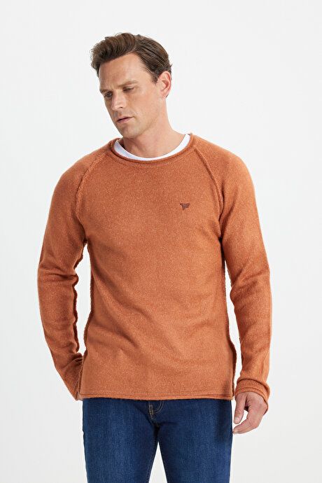 Standard Fit Regular Fit Crew-Neck Cinnamon Sweater ET4924100012TRC