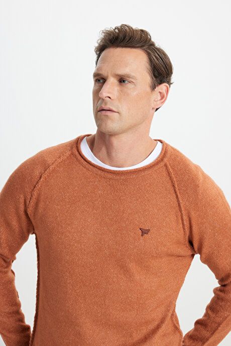 Standard Fit Regular Fit Crew-Neck Cinnamon Sweater ET4924100012TRC