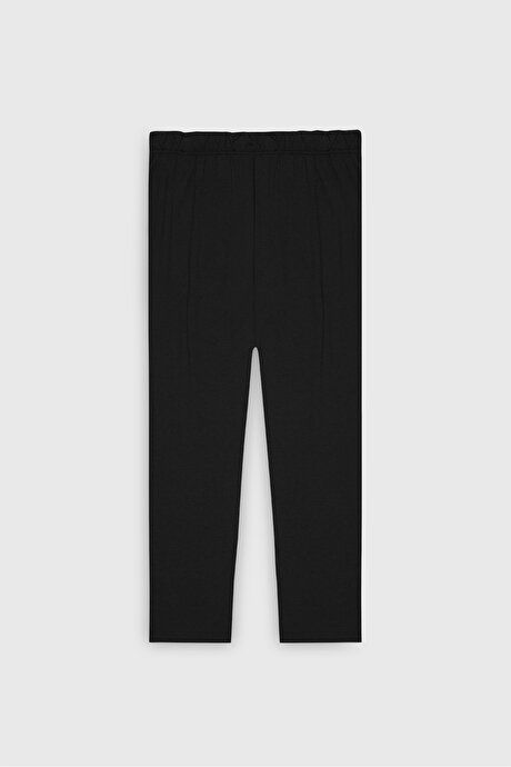 Cotton Standard Fit Regular Fit Regular Cut Elastic Waist Pockets Black PIJAMA Pants ETE095251001SYH