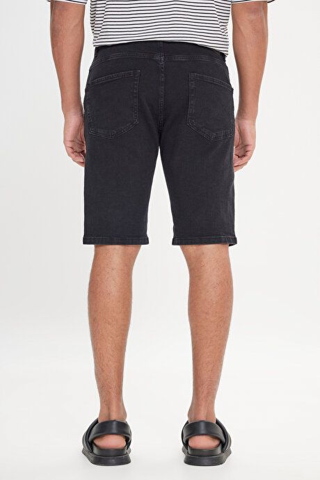 Slim Fit Slim Fit Cotton Stretch Anthracite Denim Shorts YDA022320009ATR