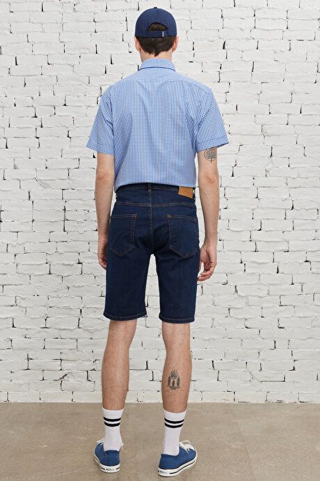 Slim Fit Slim Fit Cotton Stretchy Dark Navy Denim Shorts YDA022320009KLC