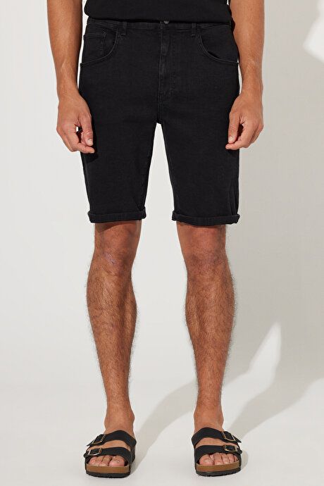 Slim Fit Slim Fit Cotton Stretchy Black Denim Shorts YDA022320009SYH