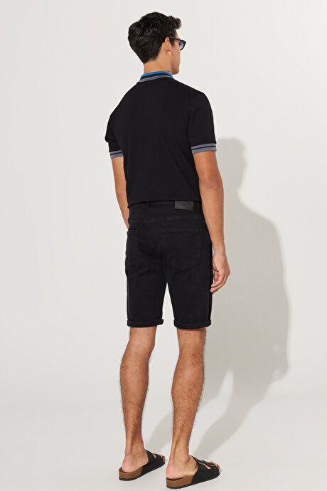 Slim Fit Slim Fit Cotton Stretchy Black Denim Shorts YDA022320009SYH