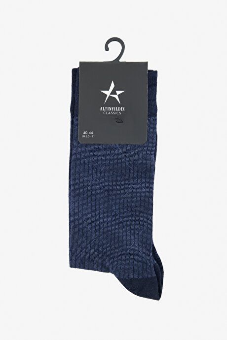 Patterned Bamboo Single Navy Blue Socks YDA252420026LAC