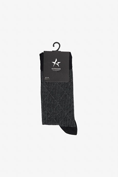 Patterned Bamboo Single Black Socks YDA252420026SYH