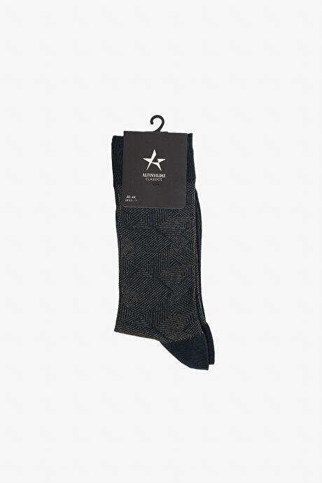 Patterned Single Navy-Beige Socks YDA25242420028LBJ