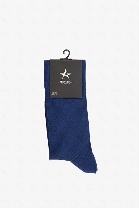 Patterned Bamboo Single Navy Blue Socks YDA252420035LAC