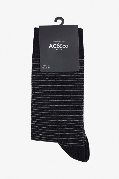 Patterned Bamboo Single Black-Gray Socks YDA252420037syg